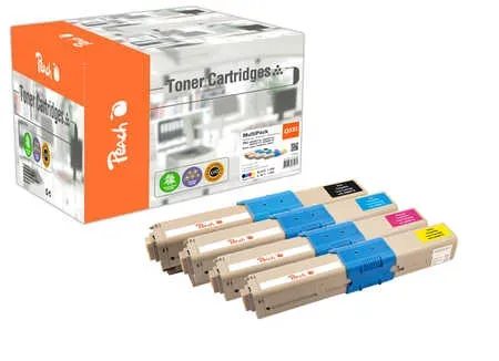 Peach O4650-87 4 Toner (bk, c/m/y) ersetzt OKI 46508716, 46508715, 46508714, 46508713 für z.B. OKI C 332 DN, OKI MC 363 DN, OKI MC 363 N