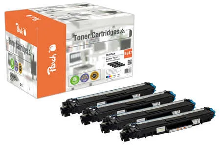 Peach B247 4 Toner XL (bk, c/m/y) ersetzt Brother TN-247 für z.B. Brother DCPL 3550 CDW, Brother MFCL 3730 CDN, Brother MFCL 3750 CDW
