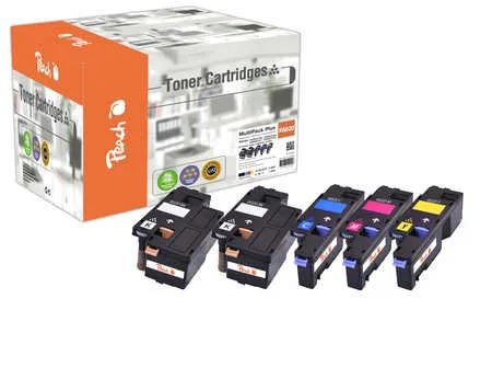 Peach X027 Spar Pack Plus Toner (2*bk, c/m/y) ersetzt Xerox 106R02756-9 für z.B. Xerox Phaser 6020, Xerox Phaser 6020 BI, Xerox Phaser 6022