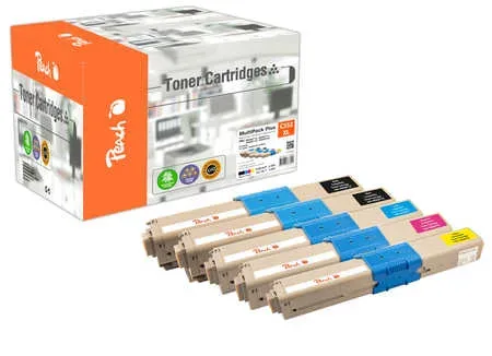 Peach O4650-87 5 Toner XL (2*bk, c/m/y) ersetzt OKI 46508712*2, 46508711, 46508710, 46508709 für z.B. OKI C 332 DN, OKI MC 363 DN, OKI MC 363 N