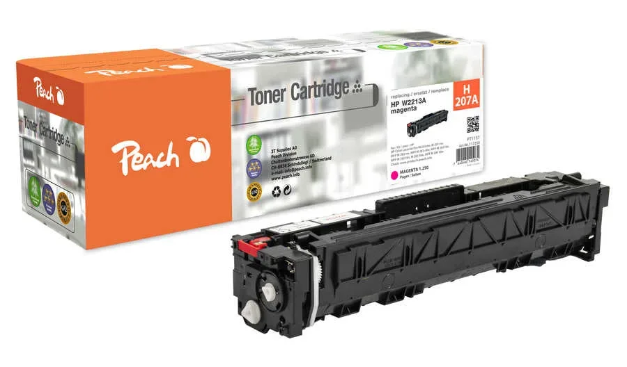 Peach HP 207 A Toner ma ersetzt HP No. 207A, W2213A für z.B. HP Color LaserJet Pro MFP M 283 fdw, HP Color LaserJet Pro M 255 dw