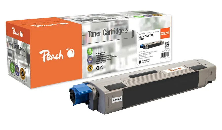 Peach O4709 Toner bk ersetzt OKI 47095704 für z.B. OKI C 834 DN, OKI C 834, OKI C 824 dn, OKI C 824 n, OKI C 824, OKI C 834 dnw, OKI C 834 nw