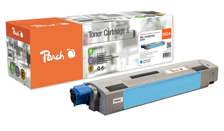 Peach O4709 Toner cy ersetzt OKI 47095703 für z.B. OKI C 834 DN, OKI C 834, OKI C 824 dn, OKI C 824 n, OKI C 824, OKI C 834 dnw, OKI C 834 nw