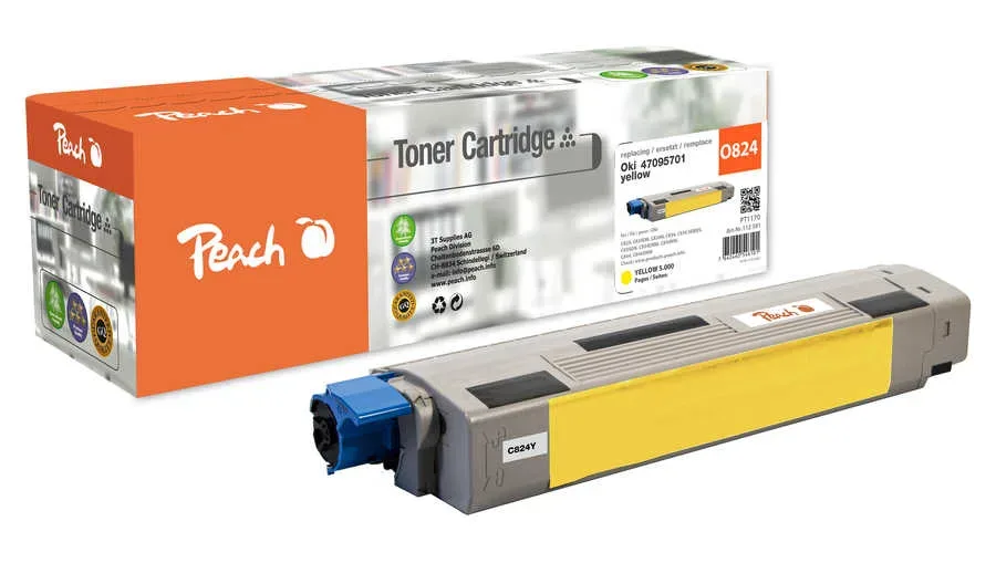 Peach O4709 Toner ye ersetzt OKI 47095701 für z.B. OKI C 834 DN, OKI C 834, OKI C 824 dn, OKI C 824 n, OKI C 824, OKI C 834 dnw, OKI C 834 nw