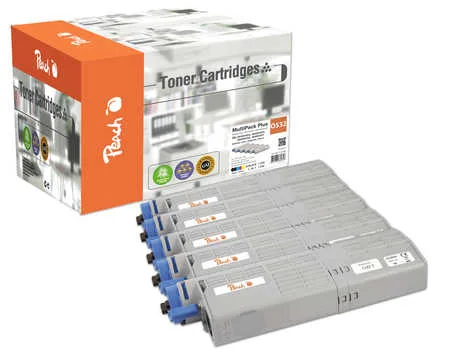 Peach O4648/49 5 Toner (2*bk, c/m/y) ersetzt OKI 46490404, 46490403, 46490402, 46490401 für z.B. OKI C 532 DN, OKI C 542 DN, OKI MC 563 DN