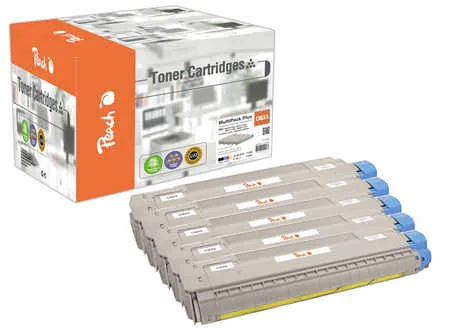 Peach O464711/464338 5 Toner (bk*2, c/m/y) ersetzt OKI 46471104*2, 46471103, 46471102, 46471101 für z.B. OKI C 823 DN, OKI C 823 N, OKI C 823
