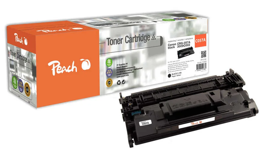 Peach HP 057 bk Toner bk ersetzt Canon CRG-057 bk, 3009C002 für z.B. Canon iSENSYS LBP -220, Canon iSENSYS LBP -223 dw, Canon iSENSYS LBP -226 dw