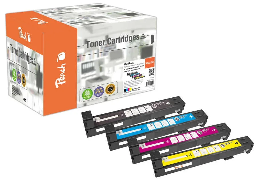 Peach HP 823 A 4 Toner (bk, c/m/y) ersetzt HP No. 823A, No. 824A, CB380A, CB381A, CB382A, CB383A für z.B. HP Color LaserJet CP 6000