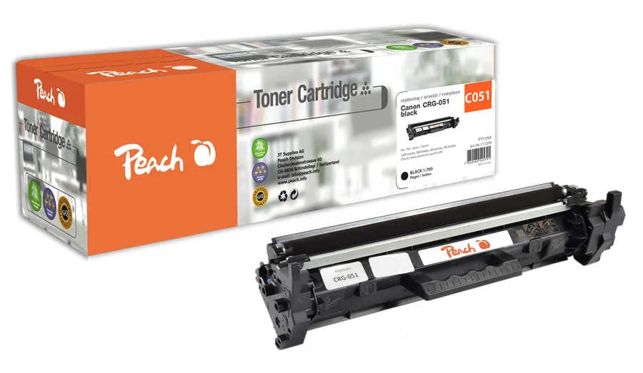 Peach HP 051 bk Toner bk ersetzt Canon CRG-051 bk, 2168C002 für z.B. Canon iSENSYS LBP -160, Canon iSENSYS LBP -162 dw, Canon iSENSYS LBP -162 dwf