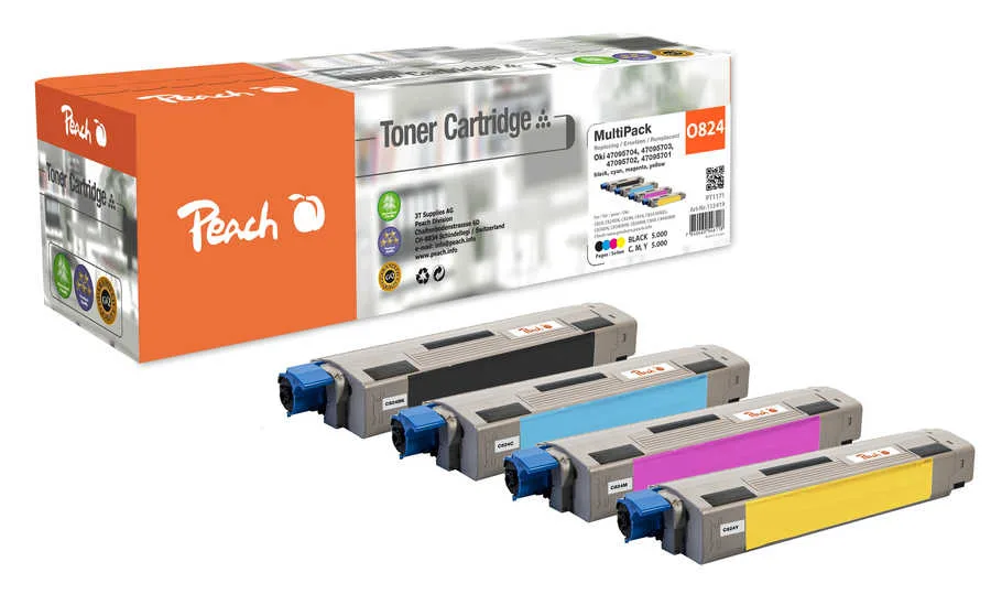 Peach O47095701-4 4 Toner (bk, c/m/y) ersetzt OKI No. 47095701-4 für z.B. OKI C 834 DN, OKI C 834, OKI C 824 dn, OKI C 824 n, OKI C 824