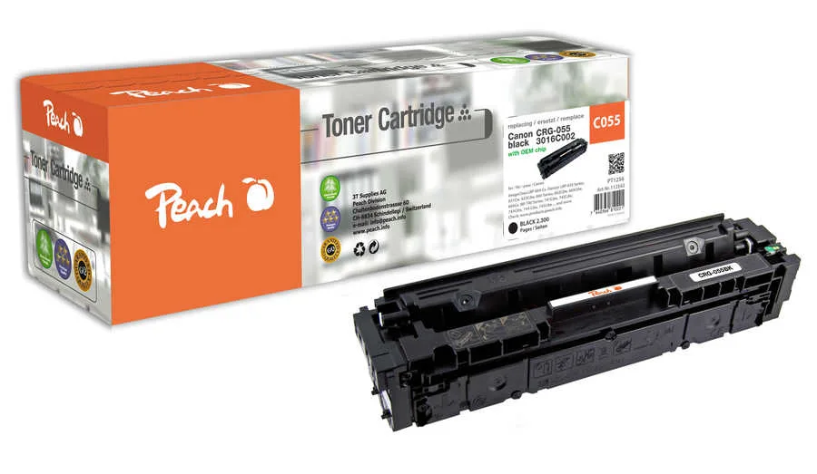 Peach HP 055 bk Toner bk ersetzt Canon CRG-055 bk, 3016C002 für z.B. Canon iSENSYS LBP -660, Canon iSENSYS LBP -662 Cdw, Canon iSENSYS LBP -663 Cdw
