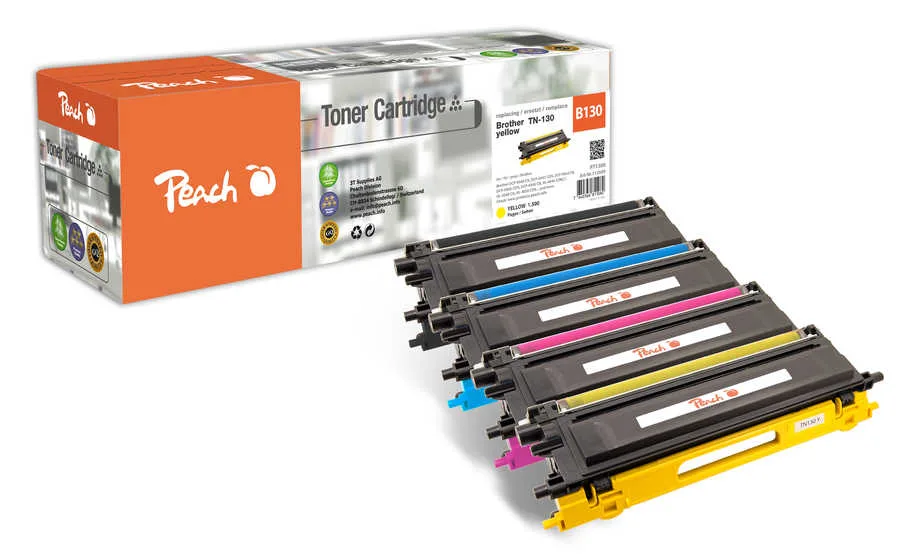 Peach B130 4 Toner (bk, c/m/y) ersetzt Brother TN-130 für z.B. Brother DCP -9040 CN, Brother DCP -9042 CDN, Brother DCP -9042 CN
