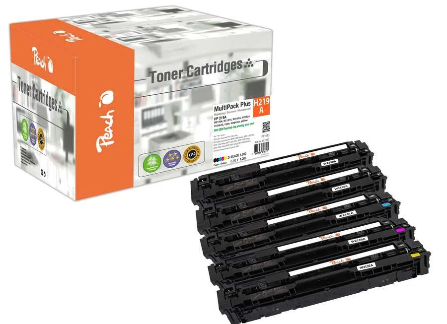 Peach HP 219 A 5 Toner (2*bk, c/m/y) ersetzt HP No. 219A, W2190A*2, W2191A, W2192A, W2193A für z.B. HP Color LaserJet Pro MFP 3302 sdw
