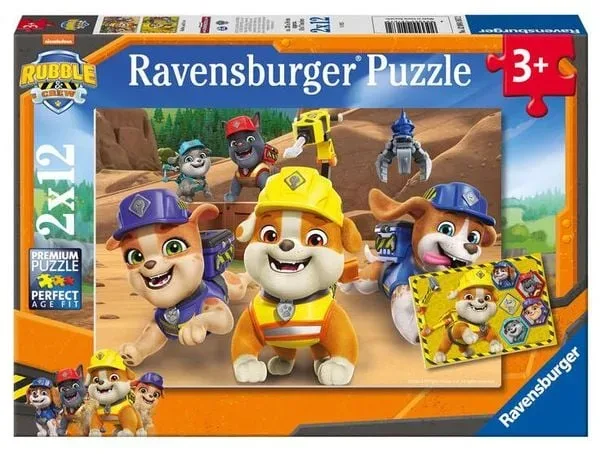 Kinderpuzzle 2x12 Teile - Paw Patrol - Bulldoge Rubble und sein Team