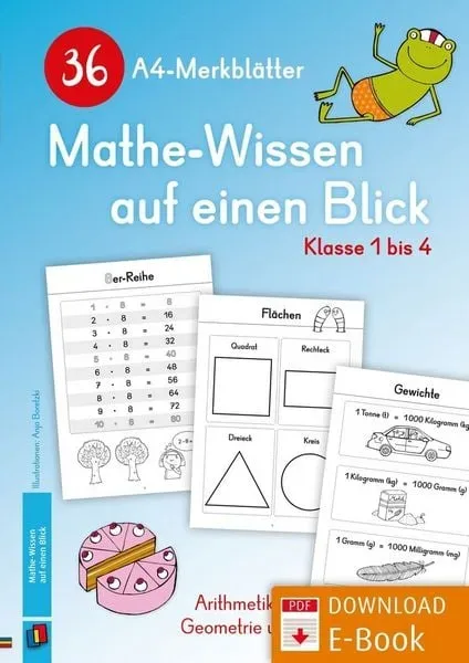 36 A4-Merkblätter Mathe-Wissen auf einen Blick ? Klasse 1 bis 4