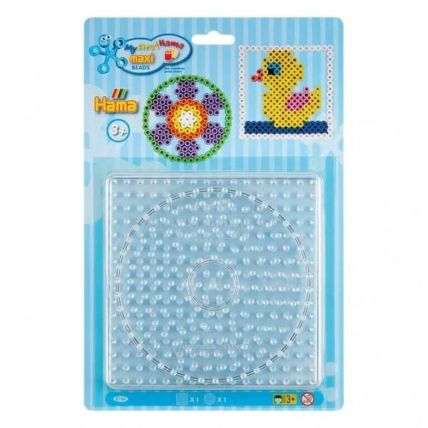 Hama Beutel mit Stiftplatte Maxi | 2 Stück | Quadrat und Kreis