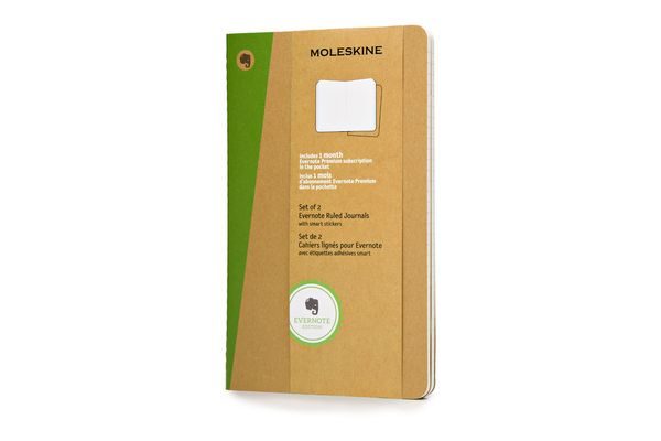 Moleskine Evernote Notizbuch, Large, A5, liniert, soft cover, Kraft/Natur, 2er-Set