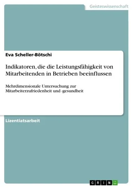 Indikatoren, die die Leistungsfähigkeit von Mitarbeitenden in Betrieben beeinflussen