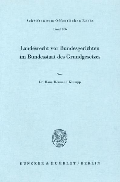 Landesrecht vor Bundesgerichten im Bundesstaat des Grundgesetzes.