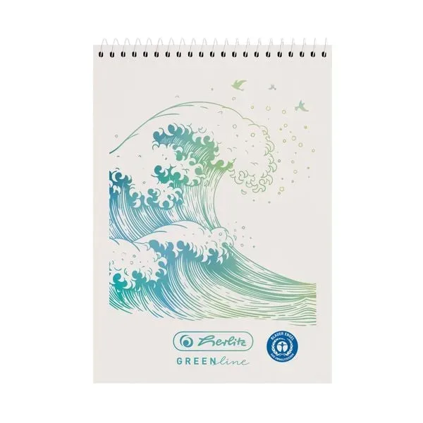 herlitz GREENline Notizbuch DIN A7 Kariert Spiralbindung Oben gebunden Hardback Nicht perforiert 100 Seiten