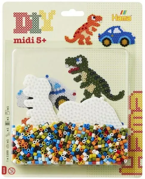 Hama Midi grosse Blister-Packung Auto + Dinosaurier