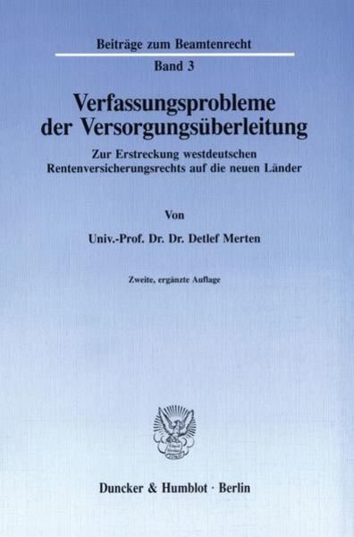 Verfassungsprobleme der Versorgungsüberleitung.