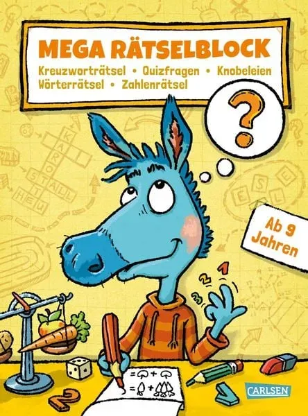 Carlsen - Mega Rätselblock - Kreuzworträtsel, Quizfragen, Knobeleien, Wörterrätsel, Zahlenrätsel, Multicolor