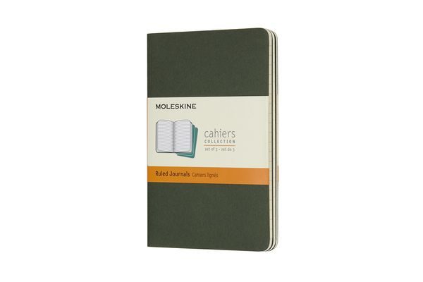 Moleskine Cahier Pocket/A6, 3er Set, Liniert, Kartoneinband, Myrtengrün