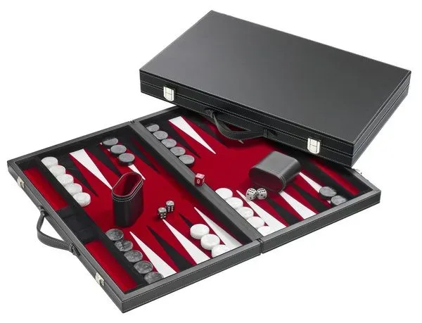 Backgammon rot, medium, Kunstleder
