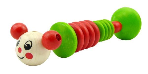 Voggenreiter Holz-Instrument KLAPPER-RAUPE in rot/grün