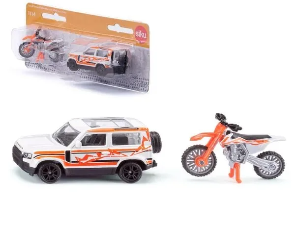 SIKU BLISTER Land Rover Defender mit KTM Motorrad, Modellfahrzeug