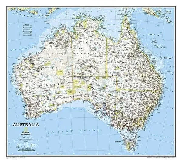 National Geographic Australia Wall Map - Classic (30.25 X 27 In)