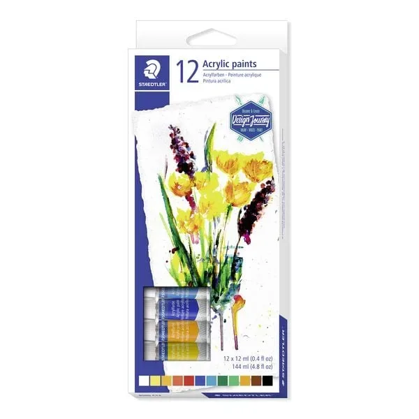 STAEDTLER Acrylfarbe Kartonetui mit 12 x 12ml Acrylfarben 8500 C12