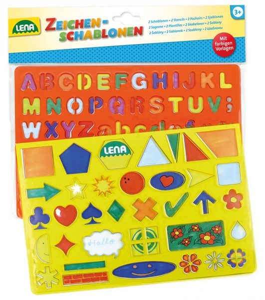 LENA® Zeichenschablonen BUCHSTABEN & ZAHLEN 2-teilig in bunt