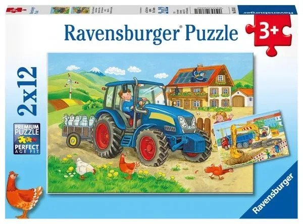 Puzzle Ravensburger Baustelle und Bauernhof 2 X 12 Teile