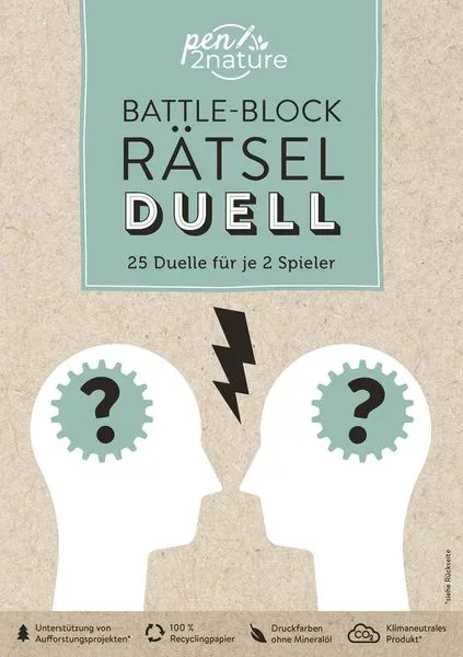 Battle-Block Rätsel-Duell | Spieleblock mit 25 Duellen für je 2 Spieler