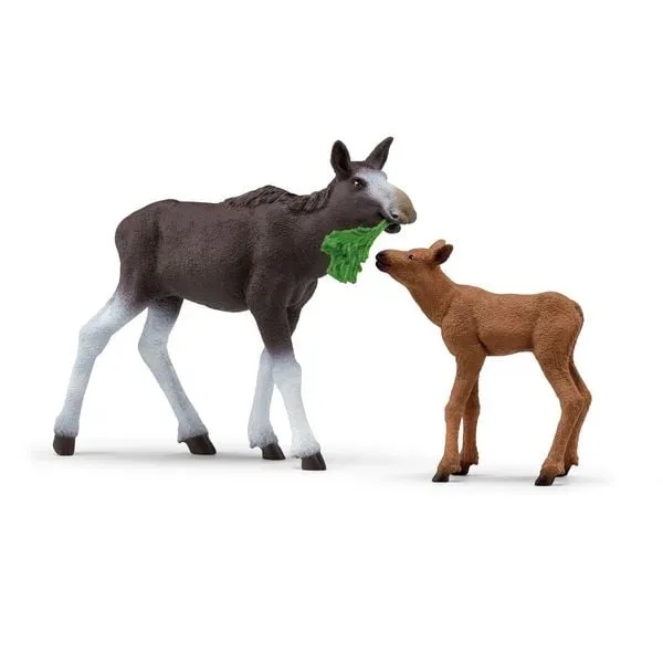 Schleich Wild Life Elchkuh mit Kalb, Spielfigur
