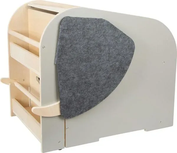 Small foot 12423 - Spielzeugbox mit Sitz und Rollen Elefant Wildlife, Holz/Filz, Maße: 63x51x41cm