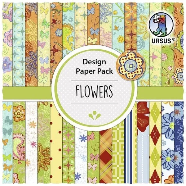 URSUS Spezialpapiere Design Paper Pack Flowers, 30 Blatt