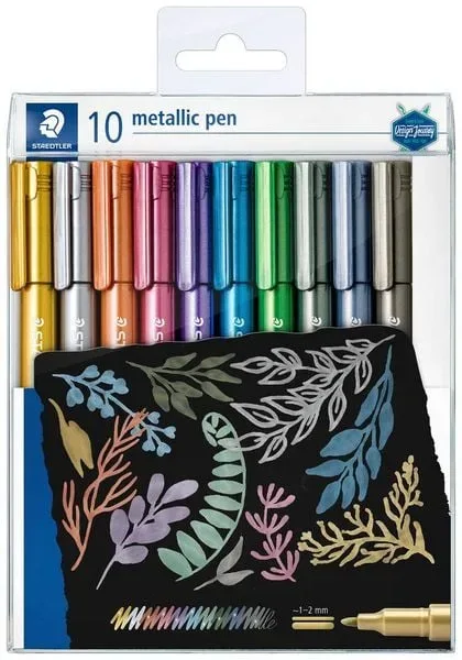 STAEDTLER Design Journey Calligraphy 8323 Marker mit Faserspitze Mitteldicke Rundspitze 1-2 mm Nicht nachfüllbar Farbig sortiert 10 Stück