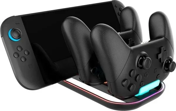 NACON Nintendo Switch 2 Console & Pro Controller Tridock RGB Charger Ladestation