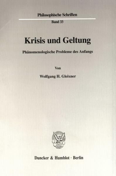 Krisis und Geltung.