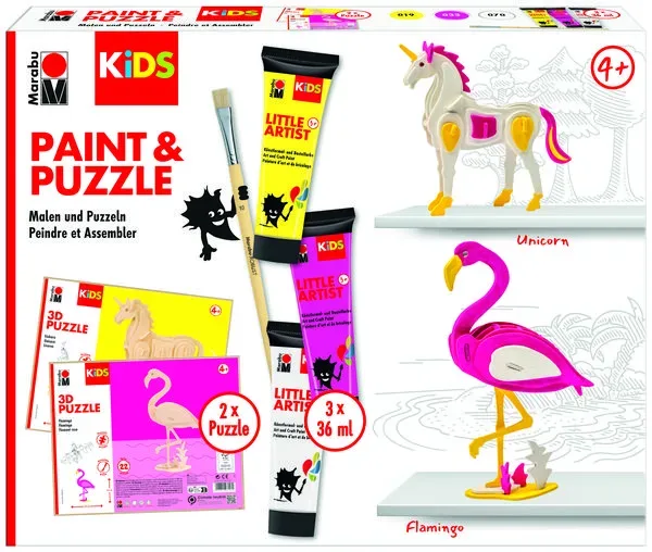 Marabu - Malen & Puzzeln Set, 23.3X5X18.9CM, Multicolor