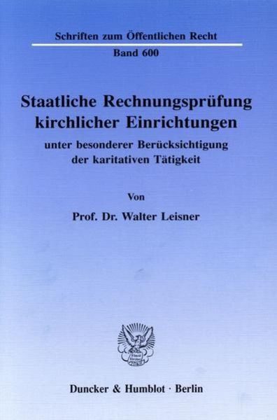 Staatliche Rechnungsprüfung kirchlicher Einrichtungen,