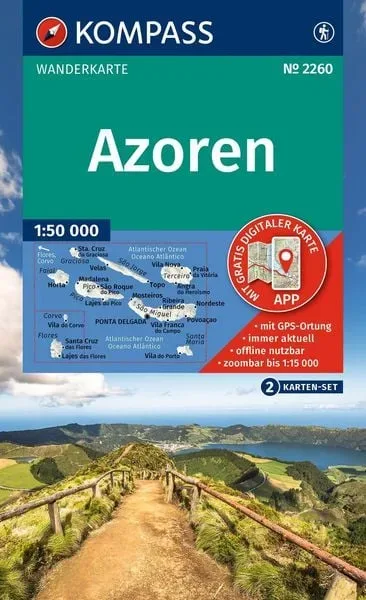KOMPASS Wanderkarten-Set 2260 Azoren (2 Karten) 1:50.000