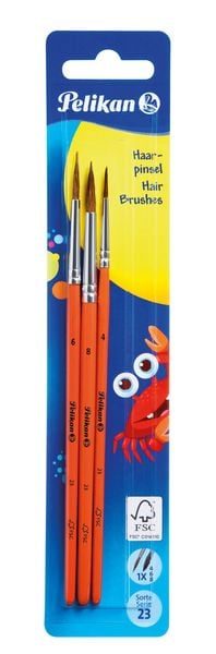 Haarpinsel Blister mit 3 Pinseln