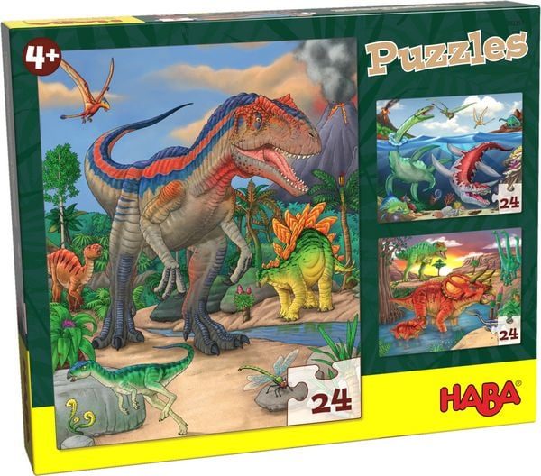 Haba Puzzle DINOSAURIER 3 x 24-teilige Puzzles