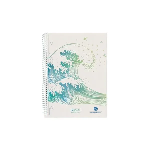 herlitz GREENline Notizbuch DIN A5 Kariert Spiralbindung Seitlich gebunden Pappe Hardback Grün Perforiert 140 Seiten
