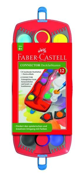 Faber-Castell Deckfarbkasten Connector mit Deckweiß / 125030, Inh. 12 Farben