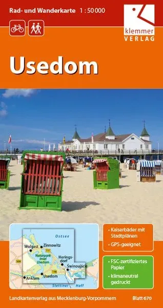 Rad- und Wanderkarte Usedom